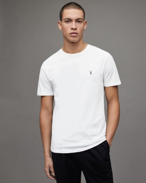 Allsaints Brace Crew Brushed Bomull T-shirt Herr Vita | SE.MD131G-437