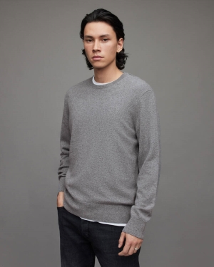 Allsaints Dalton Cashmere Ull Jumper Stickat Herr Grå | SE.MK194X-107