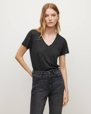 Allsaints Emelyn Shimmer T-shirt Dam Svarta | SE.WM410T-5