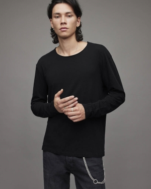 Allsaints Figure Long Sleeve Crew T-shirt Herr Svarta | SE.MD059T-451