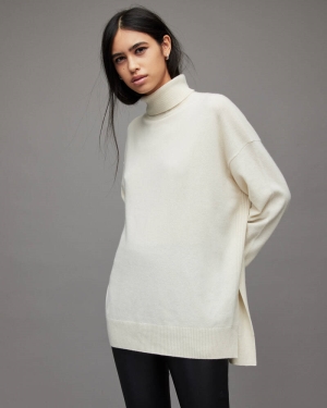 Allsaints Gala Cashmere Jumper Stickat Dam Vita | SE.WK138V-4596