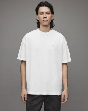 Allsaints Harding Crew T-shirt Herr Vita | SE.MD168X-437