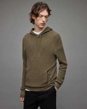 Allsaints Ivar Merino Hoodie Herr Olivgröna Gröna | SE.MK085X-4129