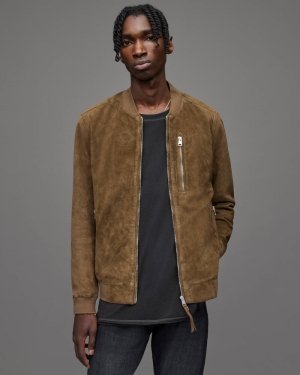 Allsaints Kemble Mocka Bomber Jacka Herr Olivgröna Gröna | SE.ML036X-7809