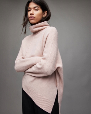 Allsaints Lock Roll Neck Jumper Stickat Dam Rosa Rosa | SE.WK076W-4183