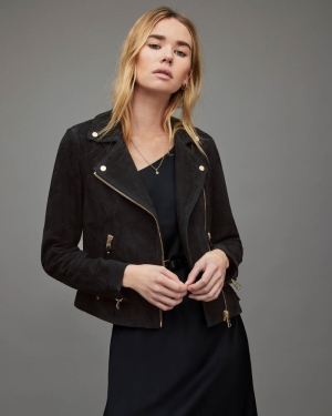 Allsaints Mocka Dalby Biker Jacka Dam Svarta | SE.WL250T-5