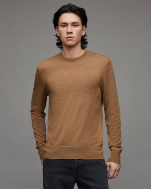 Allsaints Mode Merino Crew Jumper Stickat Herr Orange Bruna | SE.MK147X-8044