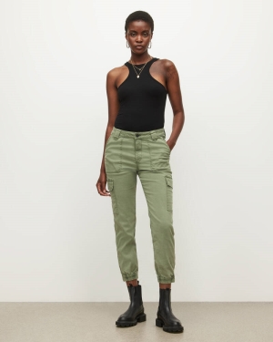 Allsaints Nola High Rise Cargo Joggers Långbyxor Dam Khaki Gröna | SE.WE005U-3836