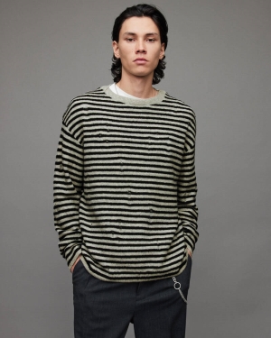 Allsaints Park Randig Jumper Stickat Herr Grå Svarta | SE.MK029X-232