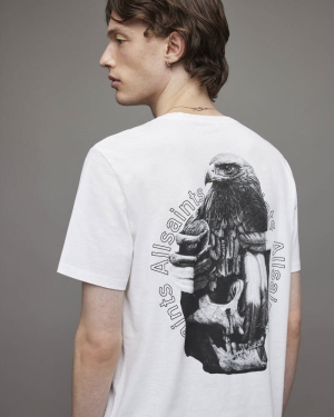 Allsaints Quill Crew T-shirt Herr Vita | SE.MG264X-437