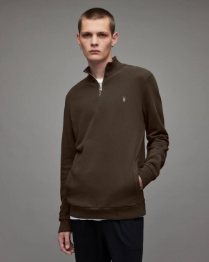 Allsaints Raven Half Zip Funnel Neck Tröjor Herr Bruna | SE.MF046X-7806