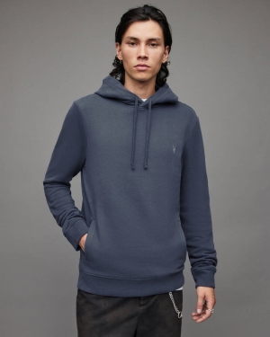 Allsaints Raven Pullover Hoodie Herr Blå | SE.MF030X-7845