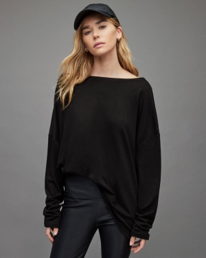 Allsaints Rita Oversized T-shirt Dam Svarta | SE.WM020N-5