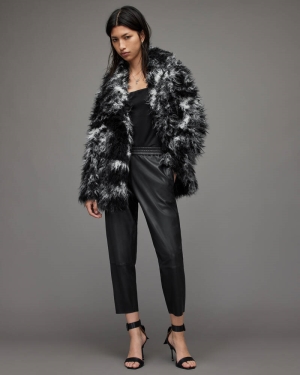 Allsaints Rupi Faux Fur Rockar Dam Svarta Vita | SE.WO100X-250