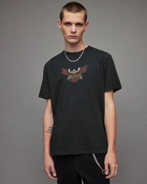 Allsaints Swoopy Crew T-shirt Herr Svarta | SE.MG228X-162