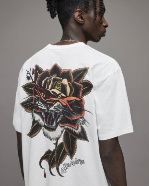 Allsaints Tiger Rose Crew T-shirt Herr Vita | SE.MG255X-437