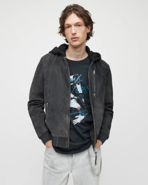 Allsaints Troy Mocka Bomber Jacka Herr Svarta | SE.ML054S-5