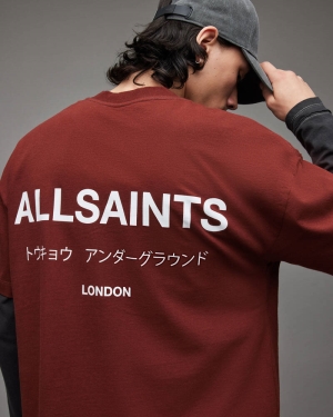 Allsaints Underground Crew T-shirt Herr Röda | SE.MG341X-7780