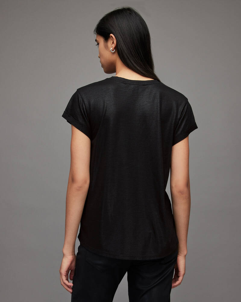 Allsaints Anna Shimmer T-shirt Dam Svarta | SE.WM243X-5