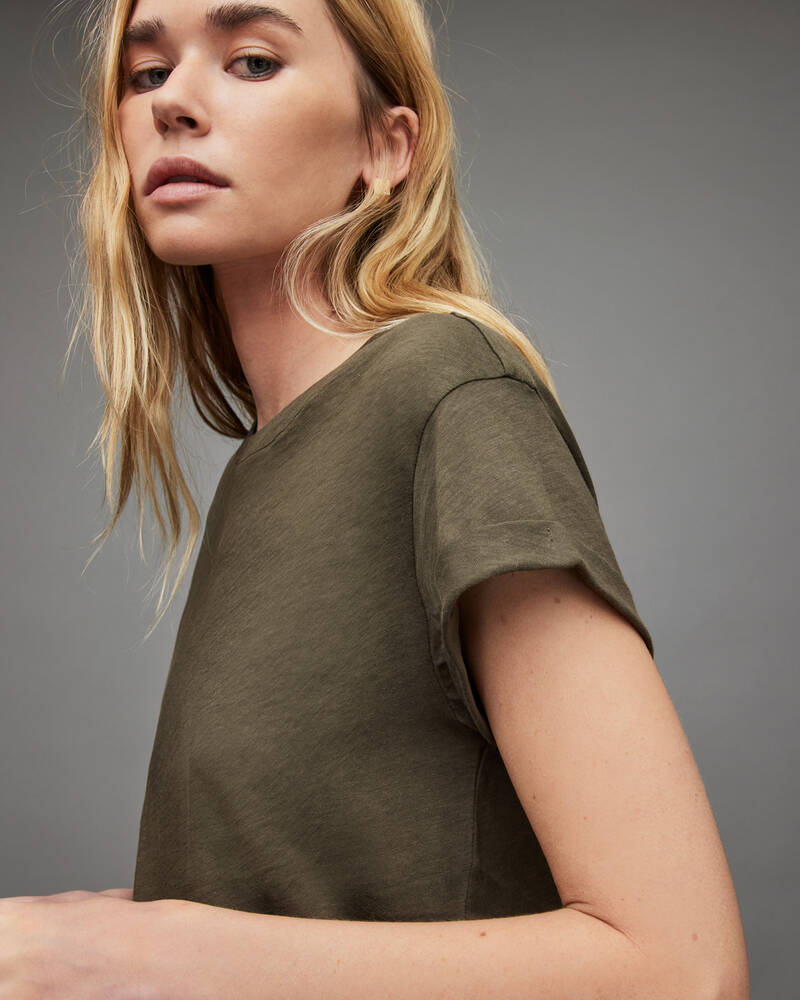 Allsaints Anna T-shirt Dam Olivgröna | SE.WM111S-8121