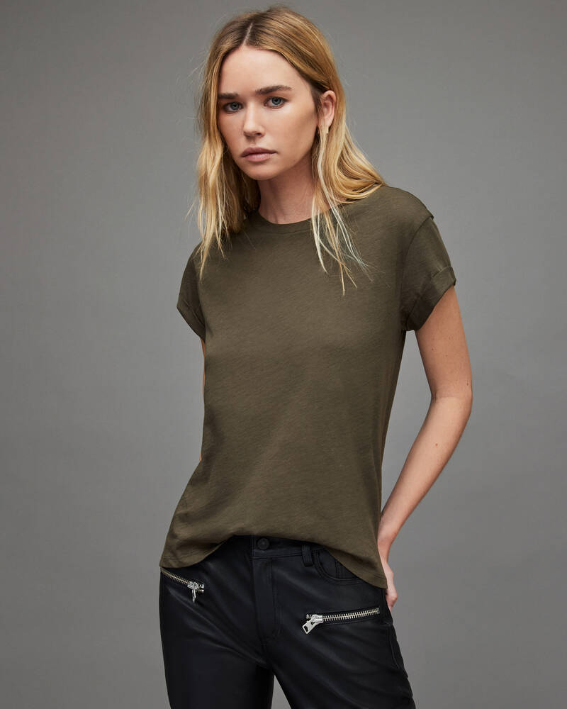 Allsaints Anna T-shirt Dam Olivgröna | SE.WM111S-8121