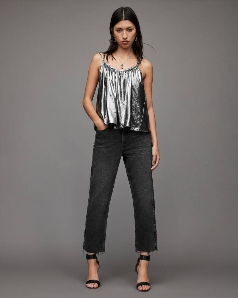 Allsaints Areena Metallic Blast Dam Silver | SE.WM215X-34