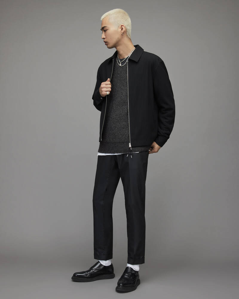 Allsaints Astro Crew Jumper Stickat Herr Svarta | SE.MK192X-4009