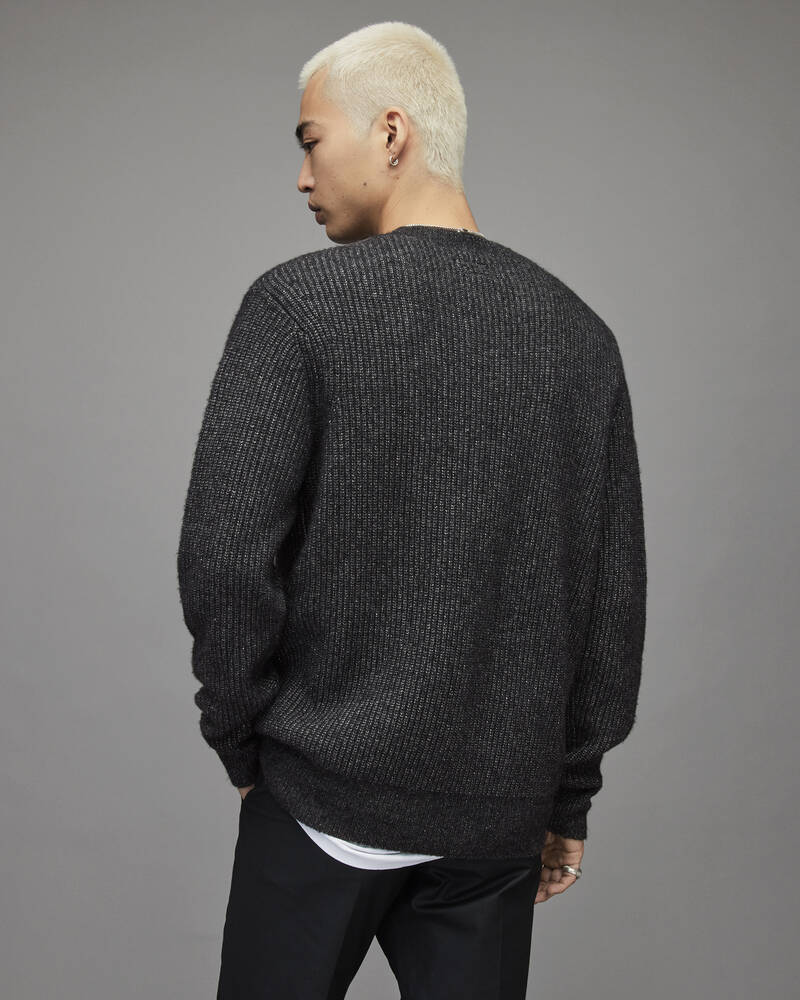 Allsaints Astro Crew Jumper Stickat Herr Svarta | SE.MK192X-4009