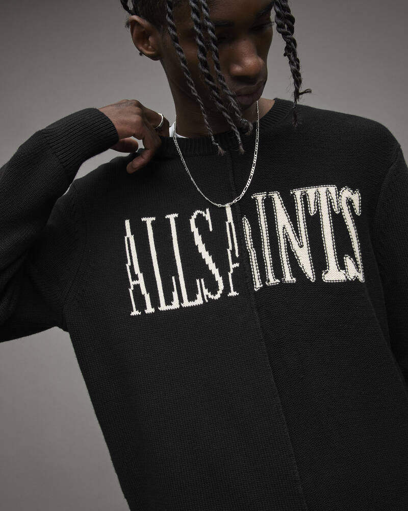 Allsaints Axis Saints Crew Jumper Stickat Herr Svarta | SE.MK123U-5