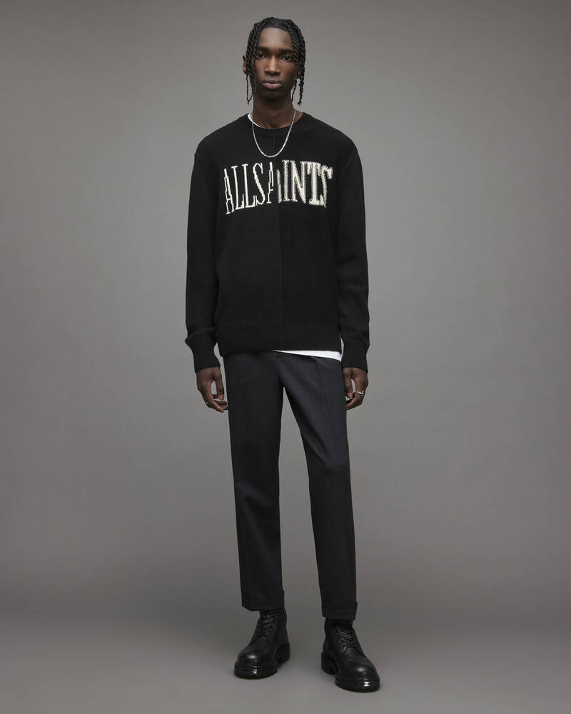 Allsaints Axis Saints Crew Jumper Stickat Herr Svarta | SE.MK123U-5