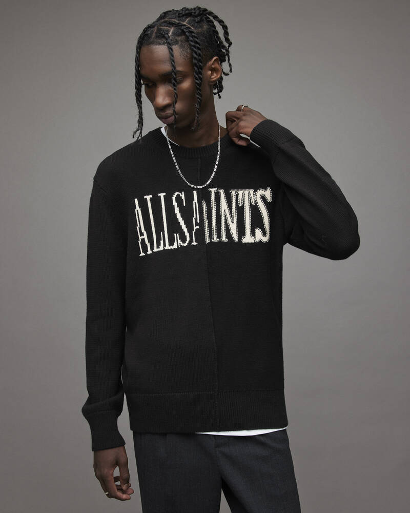 Allsaints Axis Saints Crew Jumper Stickat Herr Svarta | SE.MK123U-5