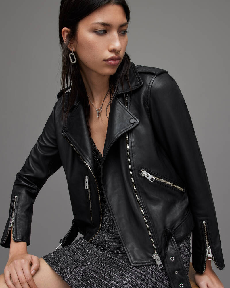 Allsaints Balfern Läder Biker Jacka Dam Svarta | SE.WL115E-5