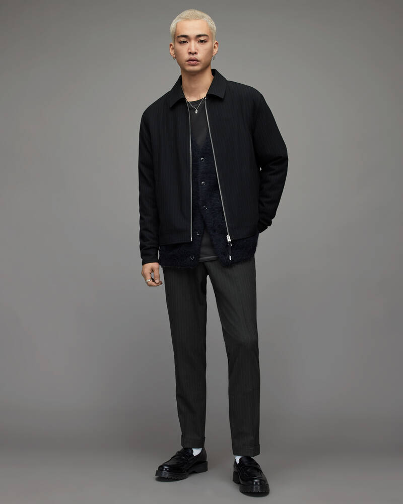 Allsaints Barrow Pinstripe Slim Långbyxor Herr Blk/Chlk Pinstripe | SE.MM043X-7995