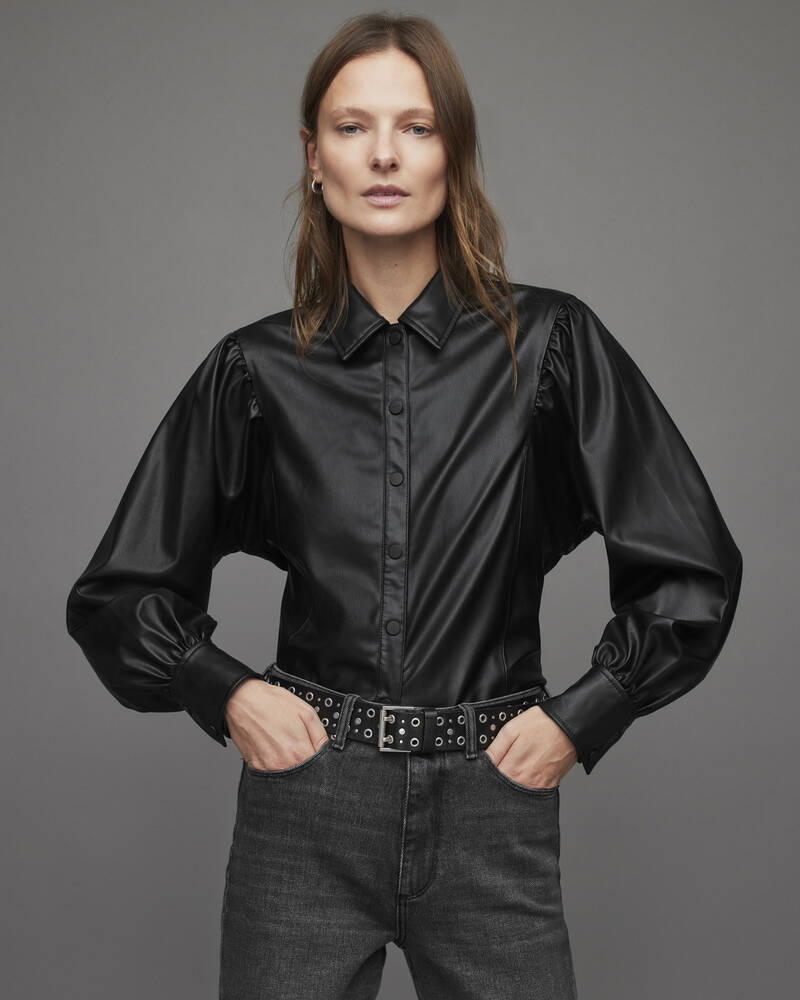 Allsaints Bella Faux Shirt Skjorta Dam Svarta | SE.WL018X-5