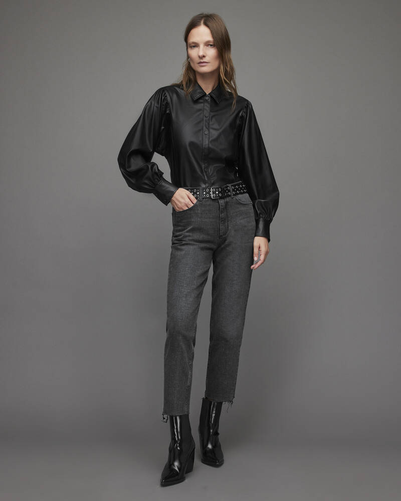 Allsaints Bella Faux Shirt Skjorta Dam Svarta | SE.WL018X-5