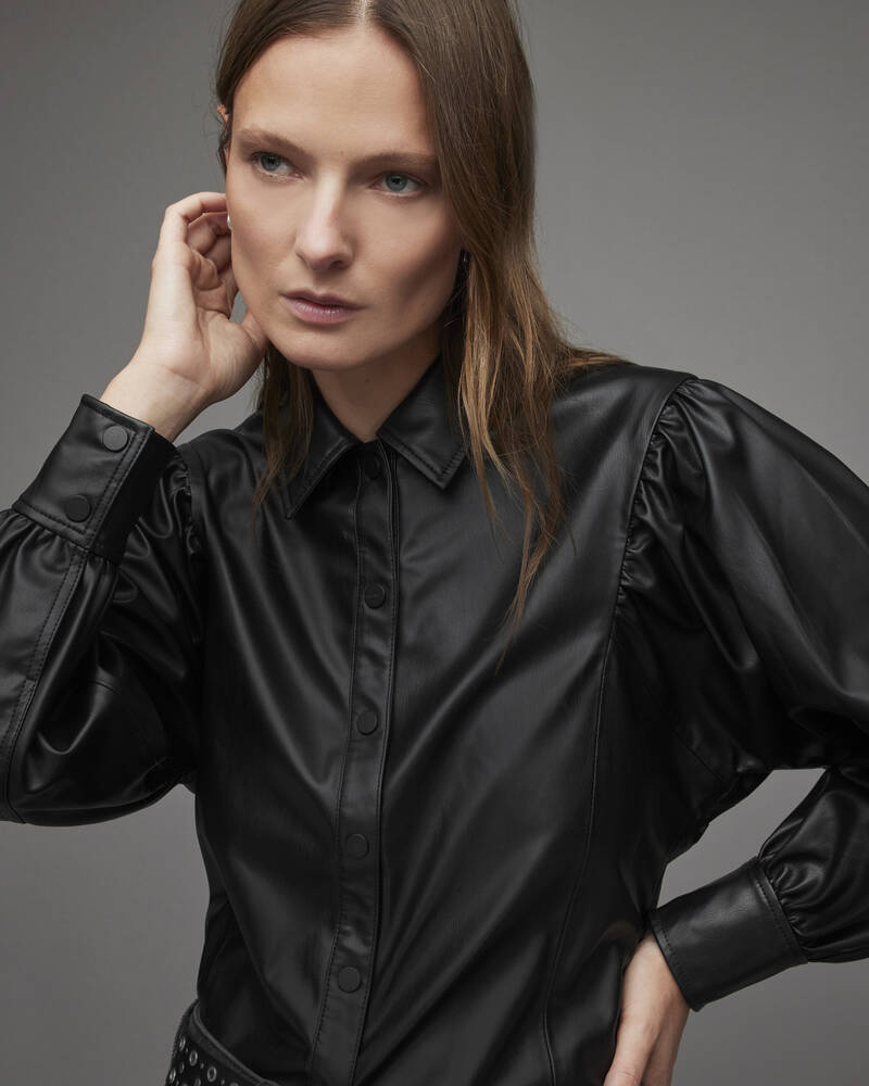 Allsaints Bella Faux Shirt Skjorta Dam Svarta | SE.WL018X-5