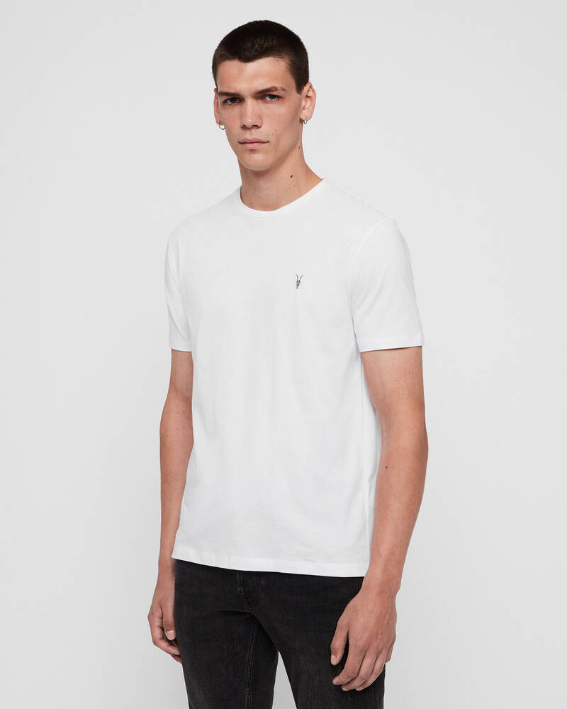 Allsaints Brace Brushed Bomull 3 Packs T-shirt Herr Vita | SE.MD130M-10