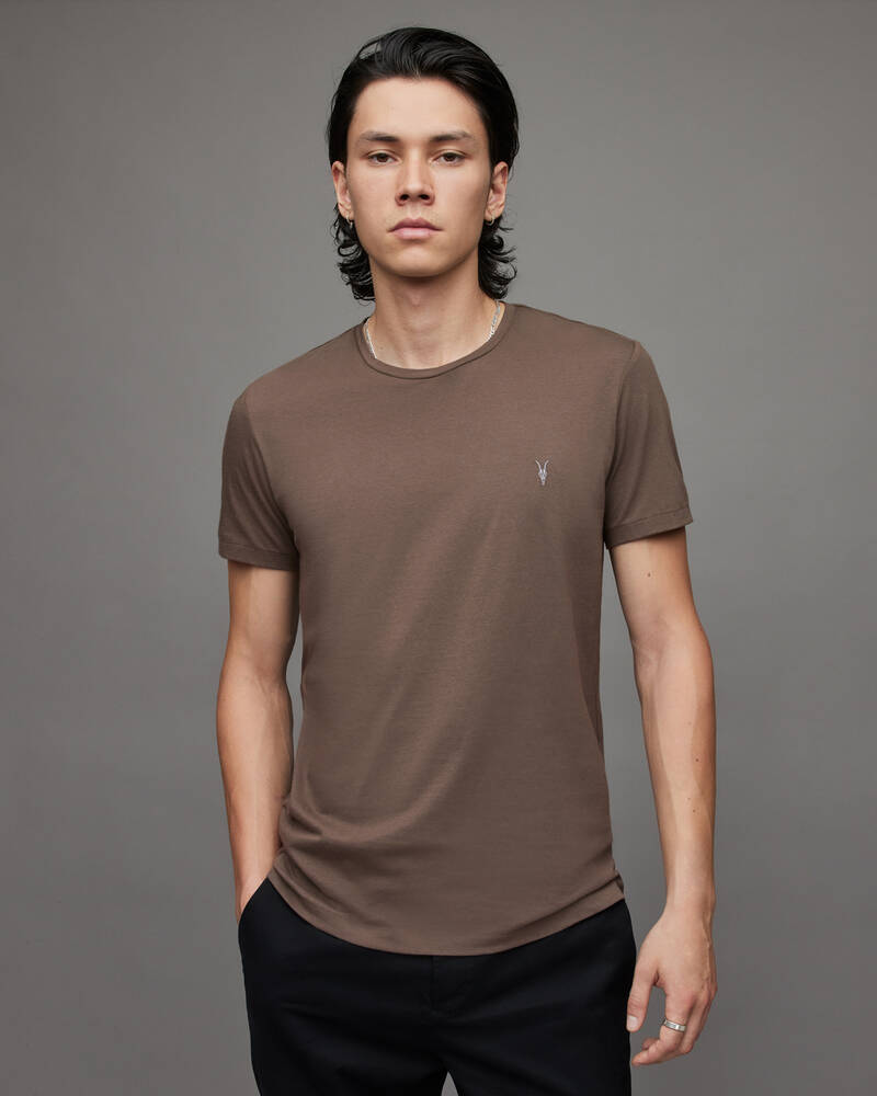 Allsaints Brace Brushed Bomull 3 Packs T-shirt Herr Grå Bruna Blå | SE.MD138X-8016