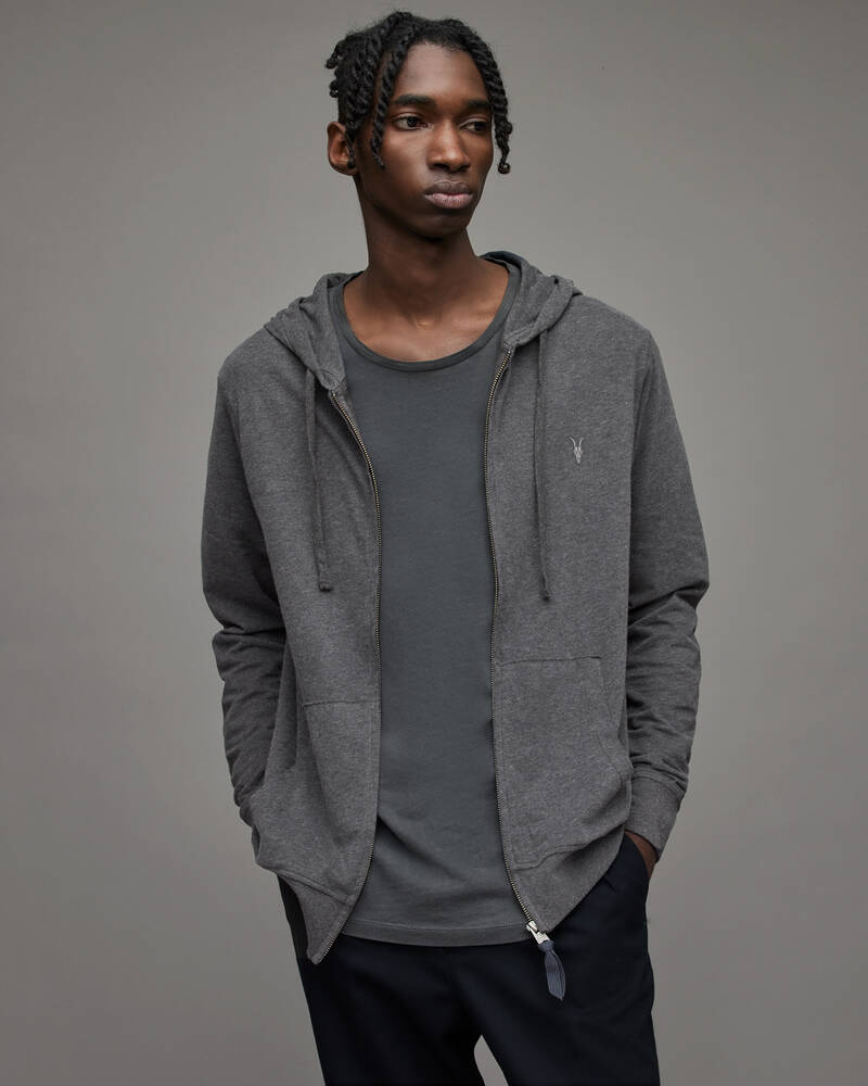 Allsaints Brace Brushed Bomull Hoodie Herr Grå | SE.MF028H-811