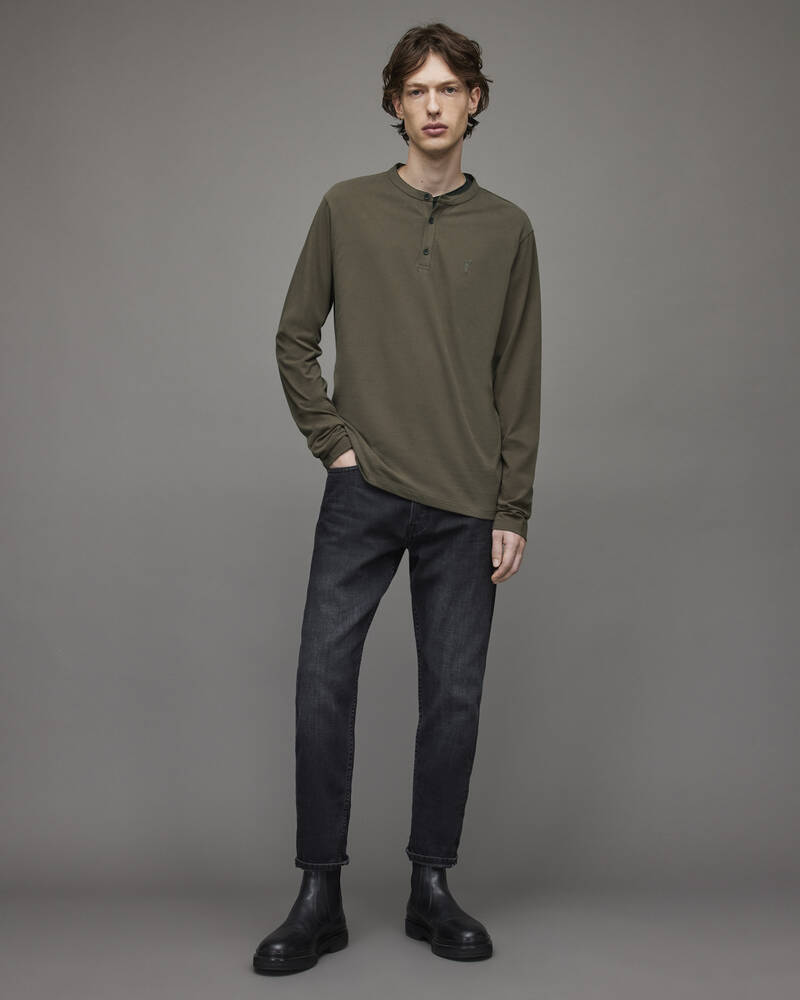 Allsaints Brace Long Sleeve Brushed Bomull Henley T-shirt Herr Bruna | SE.MD059X-6470