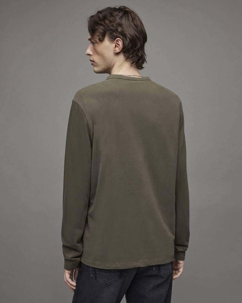 Allsaints Brace Long Sleeve Brushed Bomull Henley T-shirt Herr Bruna | SE.MD059X-6470