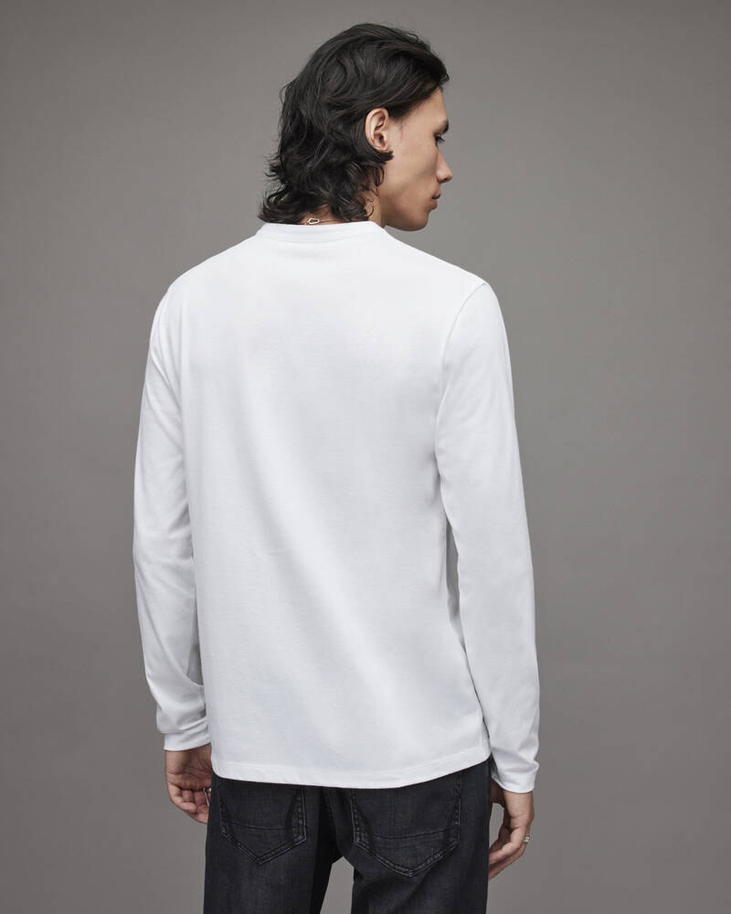 Allsaints Brace Long Sleeve Brushed Bomull Henley T-shirt Herr Vita | SE.MD252U-437