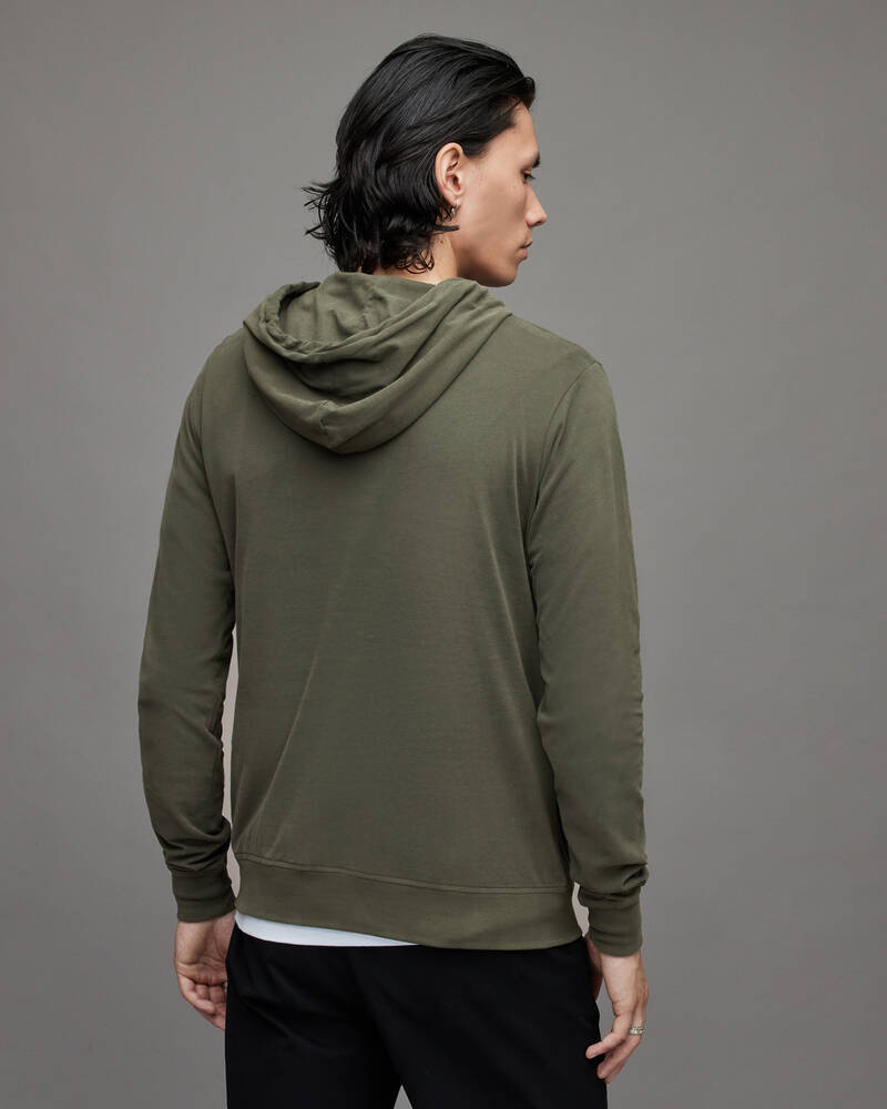 Allsaints Brace Pullover Brushed Bomull Hoodie Herr Khaki Gröna | SE.MF039X-3836