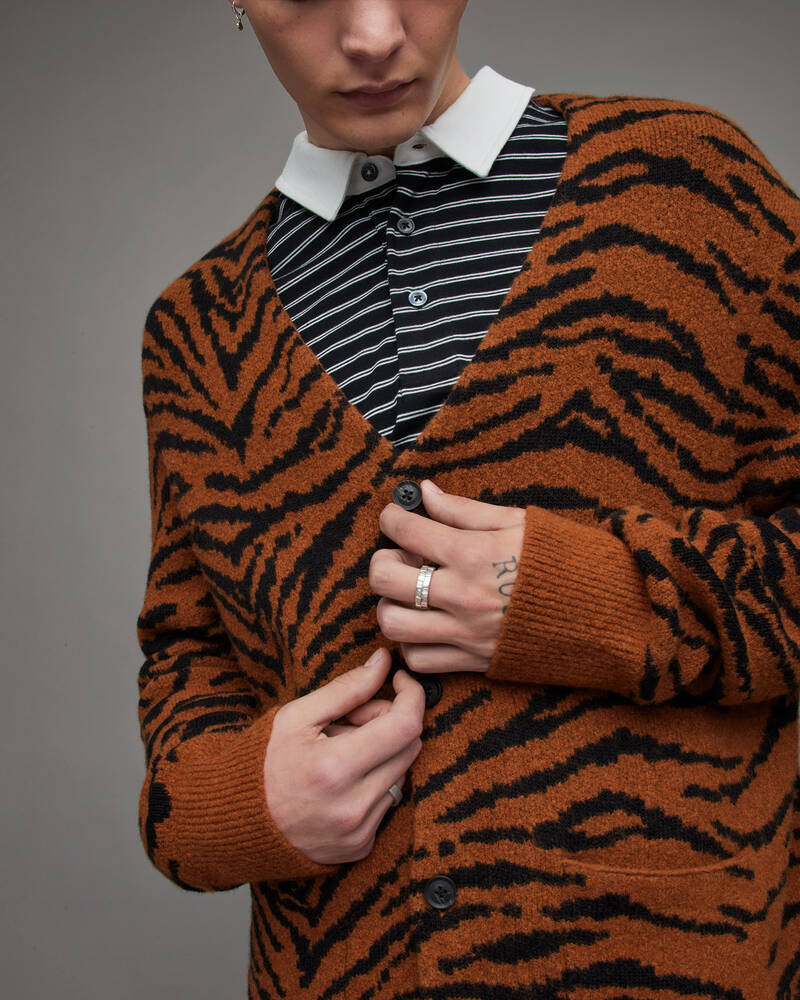 Allsaints Catt Tiger Cardigan Stickat Herr Koppar | SE.MK109X-762