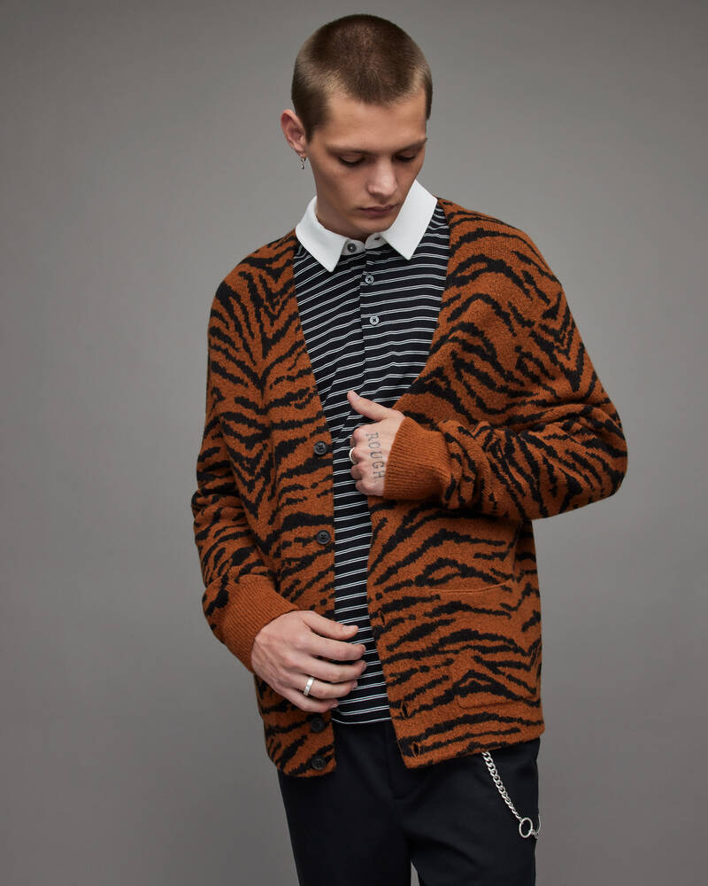 Allsaints Catt Tiger Cardigan Stickat Herr Koppar | SE.MK109X-762