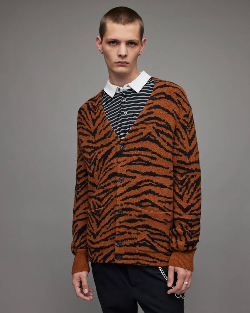 Allsaints Catt Tiger Cardigan Stickat Herr Koppar | SE.MK109X-762