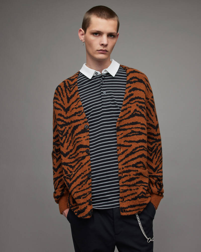 Allsaints Catt Tiger Cardigan Stickat Herr Koppar | SE.MK109X-762