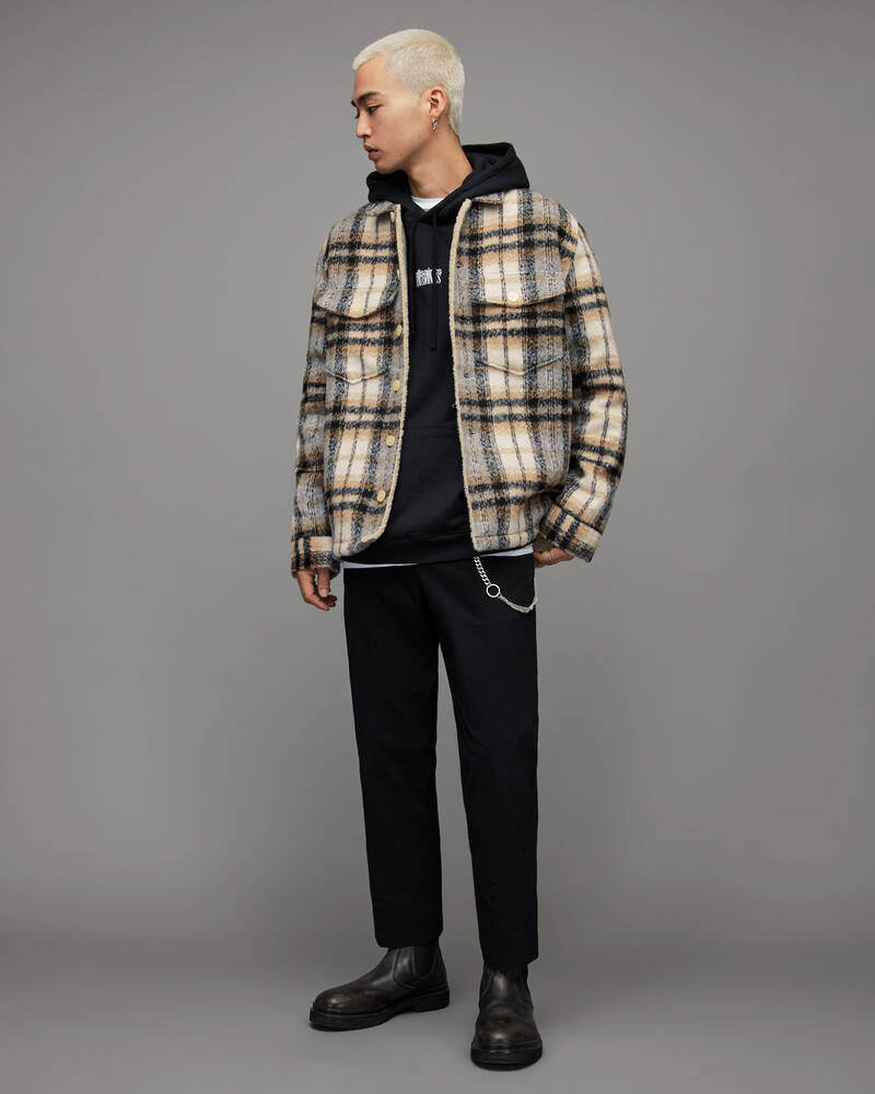 Allsaints Cayuga Checked Overshirt Skjorta Herr Ecru | SE.MJ050X-35