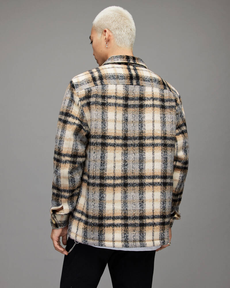 Allsaints Cayuga Checked Overshirt Skjorta Herr Ecru | SE.MJ050X-35