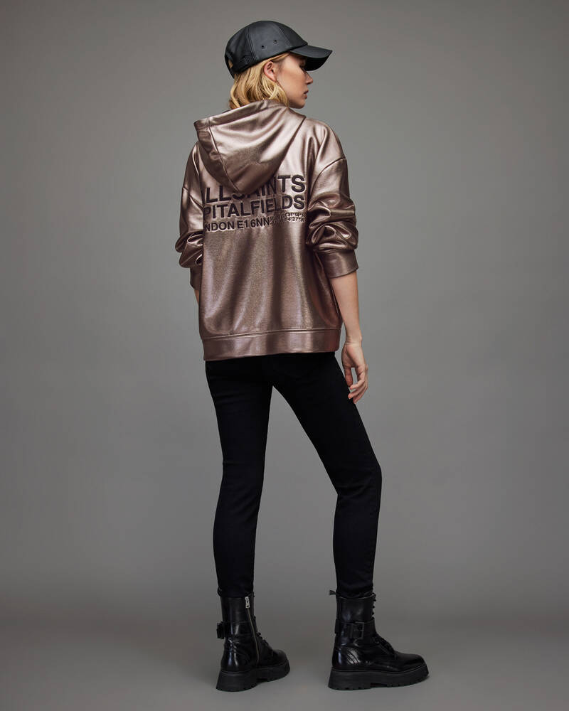 Allsaints Chlo Metallic Zip Hoodie Dam Metal Bruna | SE.WM143X-8091